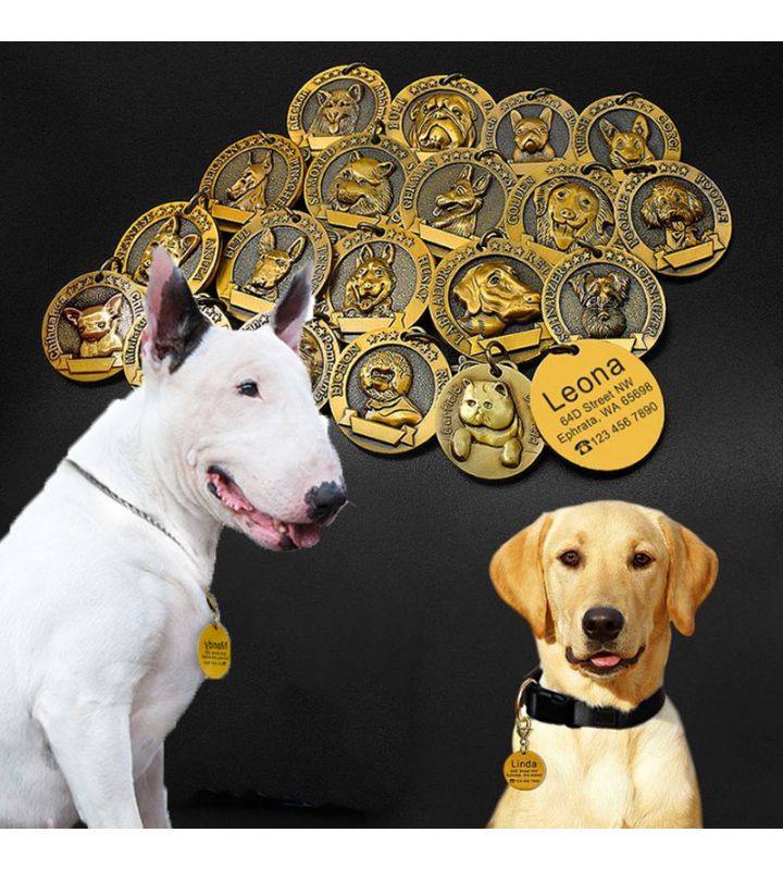 Médaille gravé race de chien en relief
